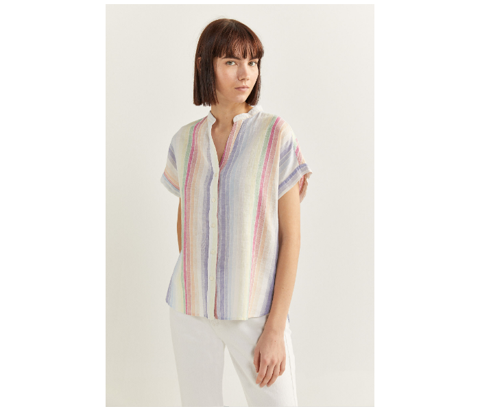 Springfield SS20 Striped Short Sleeve Blouse EU 36 For Women - Blue and Pink - Zoom Image 1