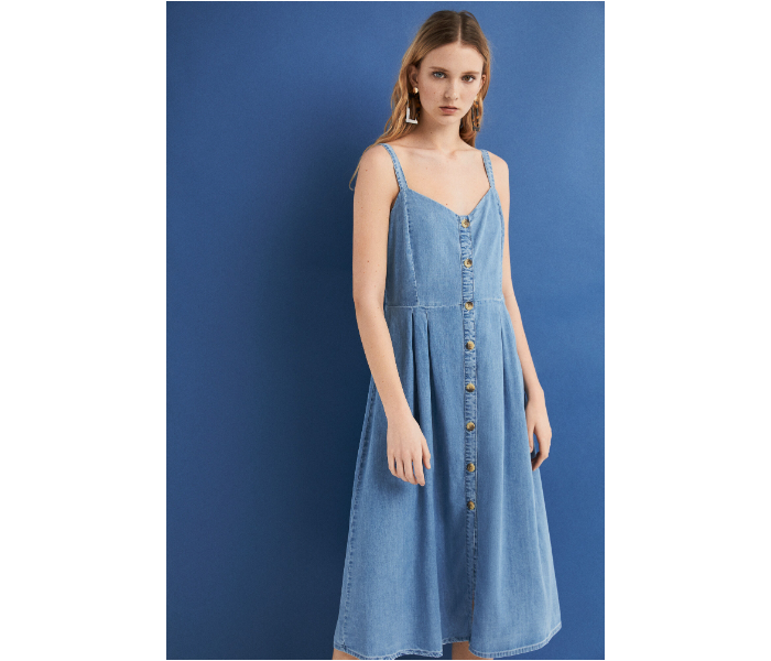 Springfield SS19 Knit Dress EU 38 For Women - Sky Blue - Zoom Image 1