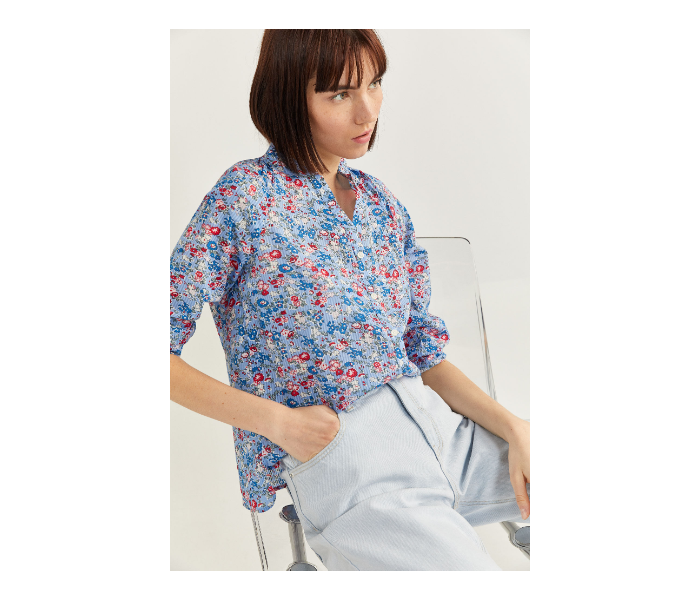 Springfield SS20 Long Sleeve Floral Blouse With Button Closure EU 36 For Women - Blue - Zoom Image 4