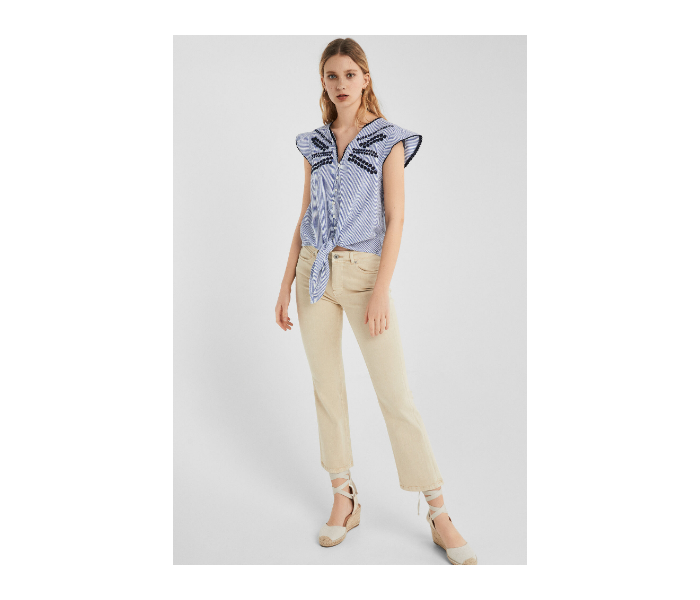 Springfield SS19 Design Short Sleeve Blouse EU 36 For Women - Light Indigo - Zoom Image 1