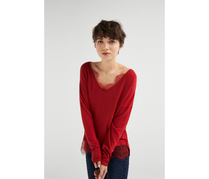 Springfield Plain Long Sleeve T-Shirt Medium For Women - Red - Zoom Image 2