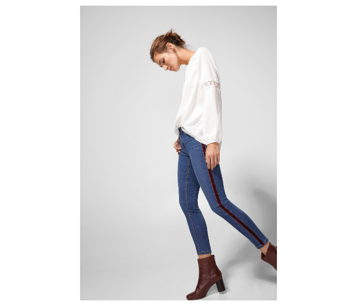 Springfield AW18 Fancy Denim Trouser EU 34 For Women - Blue and Brown - Zoom Image 1