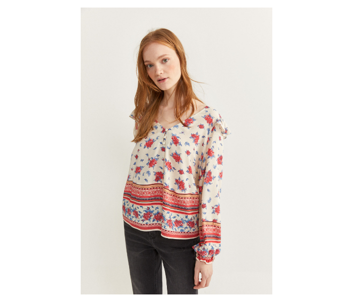 Springfield Regular Fit Long Sleeve Floral Blouse EU 36 For Women - Beige And Red - Zoom Image 2