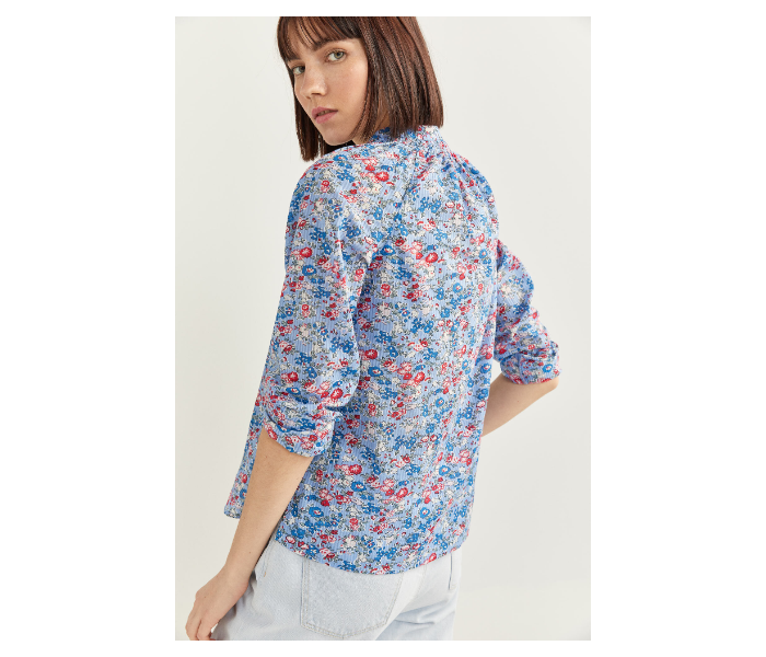 Springfield SS20 Long Sleeve Floral Blouse With Button Closure EU 38 For Women - Blue - Zoom Image 3