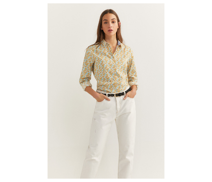 Springfield SS20 Long Sleeve Floral Blouse With Button Closure EU 36 For Women - Yellow and Green - Zoom Image 1