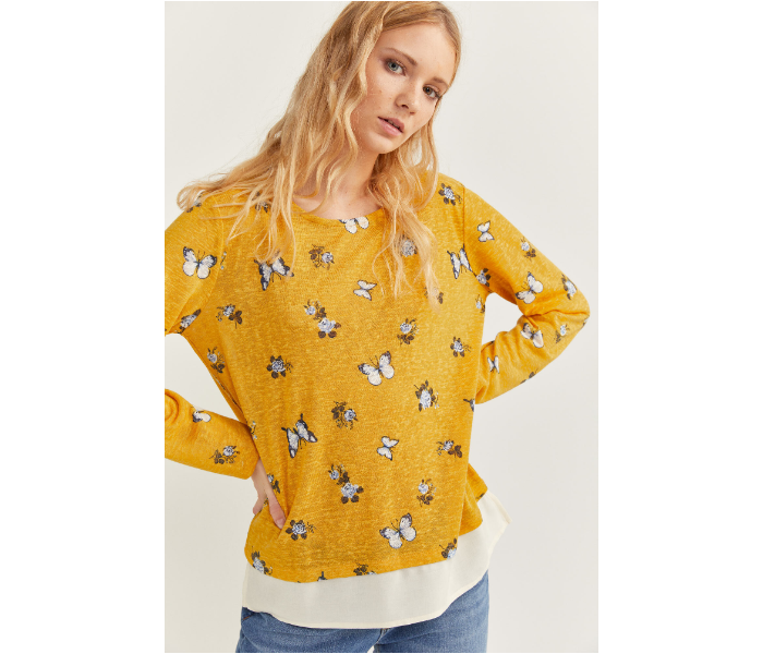 Springfield SS20 Butterfly Printed Long Sleeve T-Shirt X-Small For Women - Yellow - Zoom Image 1