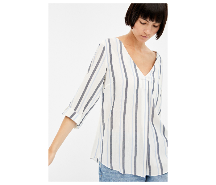 Springfield Regular Fit Long Sleeve Striped Blouse EU 36 For Women - Blue And White - Zoom Image 1