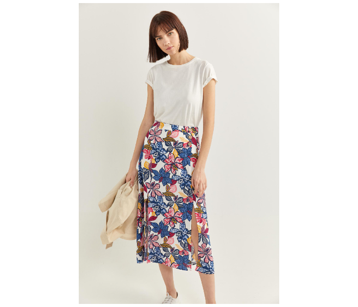 Springfield SS20 Printed Midi Slit Skirt EU 40 For Women - Blue - Zoom Image 1