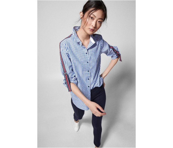 Springfield SS19 Long Sleeve Striped Blouse EU 40 For Women - White and Blue - Zoom Image 2