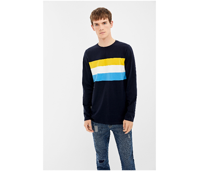 Springfield AW19 Basic Striped T-Shirt Medium - Dark Blue - Zoom Image 4