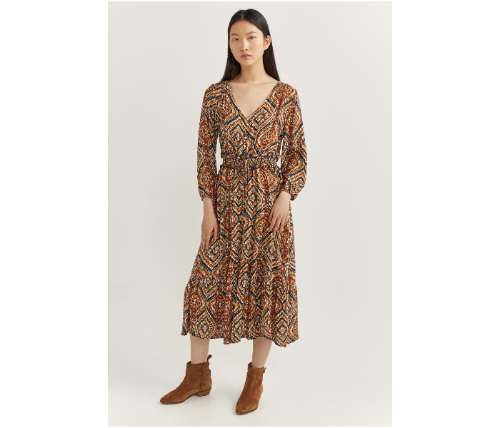 Springfield SS20 Printed Knit Dress EU 40 For Women - Tan - Zoom Image 4