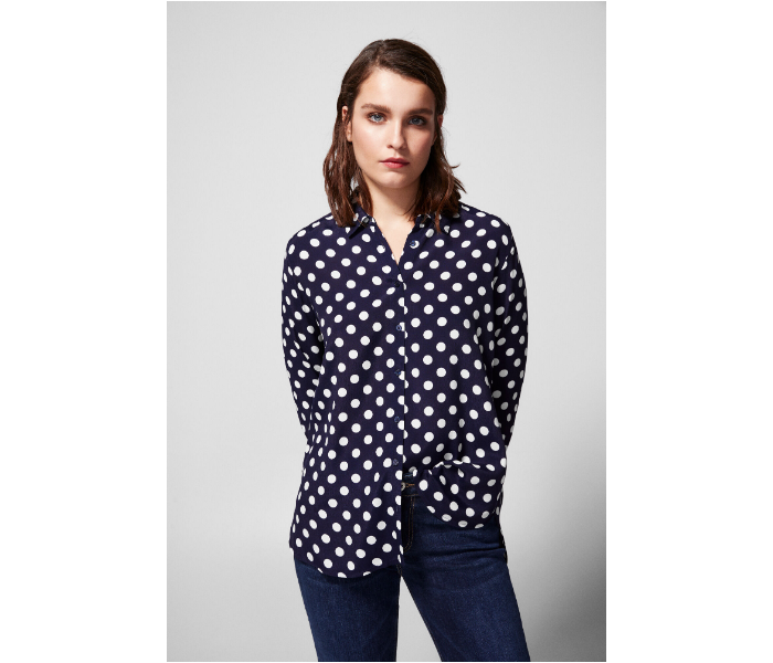 Springfield SS19 Long Sleeve Polka Dotted Blouse EU 34 For Women - Dark Blue - Zoom Image 1