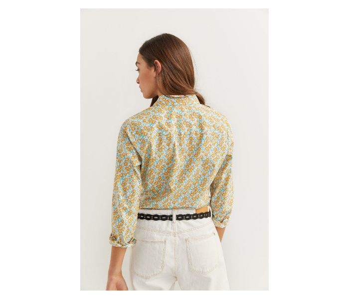 Springfield SS20 Long Sleeve Floral Blouse With Button Closure EU 38 For Women - Yellow and Green - Zoom Image 3