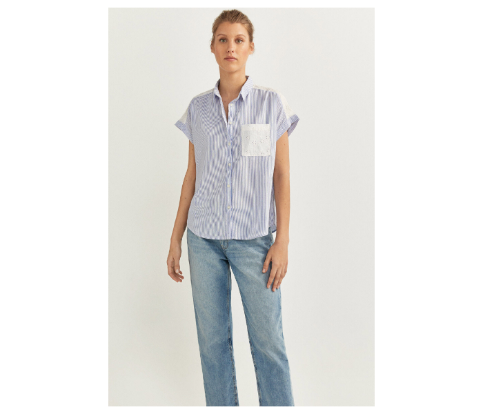 Springfield SS20 Stripe Short Sleeve Shirt EU 36 For Women - Blue and White - Zoom Image 1