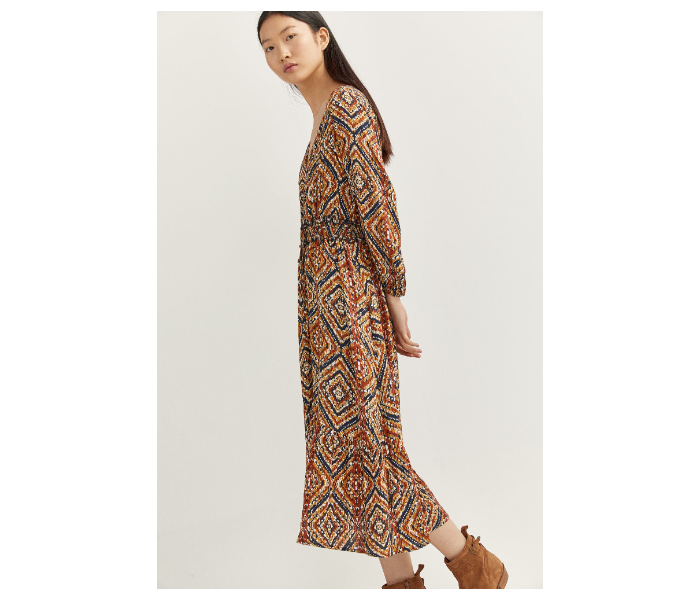 Springfield SS20 Printed Knit Dress EU 40 For Women - Tan - Zoom Image 3