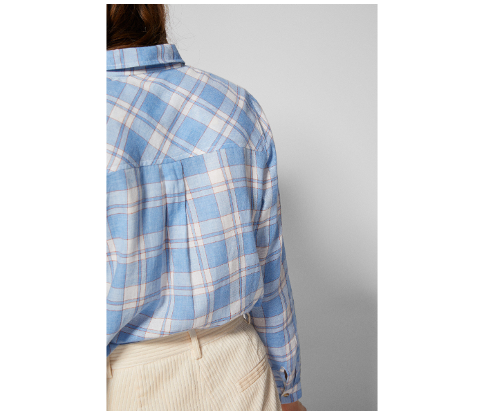 Springfield SS19 Long Sleeve Checked Blouse EU 42 For Women - Blue and White - Zoom Image 4