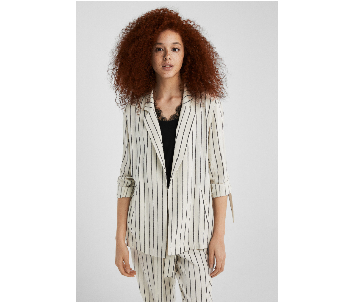 Springfield SS19 Striped Kimonos Medium For Women - Ivory Black - Zoom Image 1