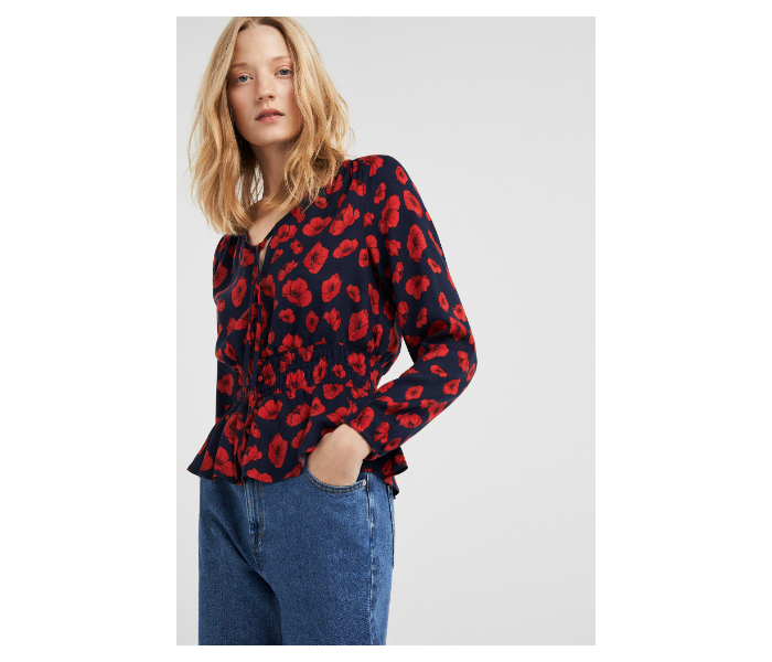 Springfield SS19 Long Sleeve Floral Blouse EU 38 For Women - Red and Black - Zoom Image 2