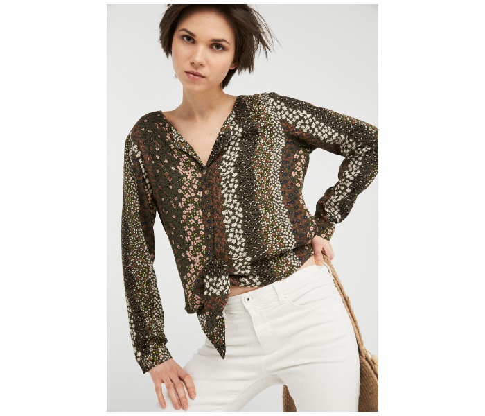 Springfield AW19 Long Sleeve Printed Blouse EU 40 For Women - Green - Zoom Image 3