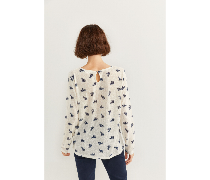 Springfield SS20 Elephant Printed Long Sleeve T-Shirt X-Large For Women - Ivory - Zoom Image 4