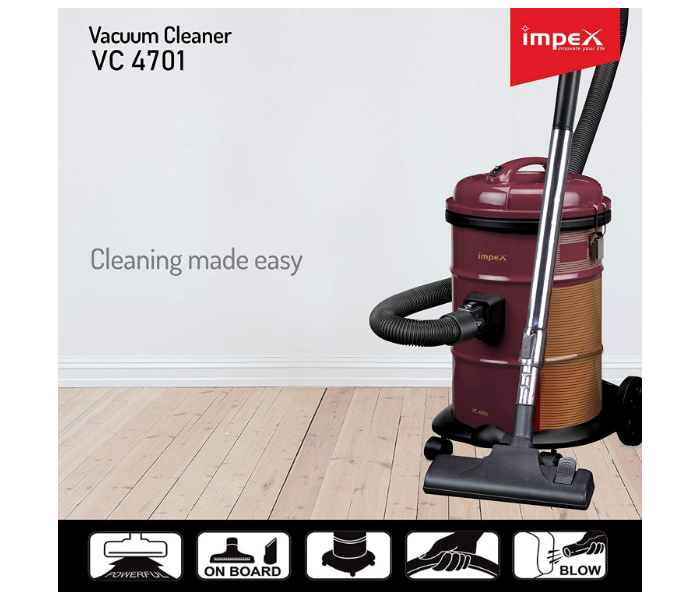 Impex VC-4701 Multi-Purpose Dry Vacuum Cleaner - Maroon - Zoom Image 3