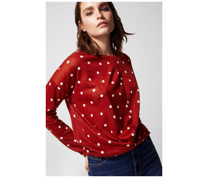 Springfield Dotted Long Sleeve T-Shirt Medium For Women - Red - Zoom Image 1