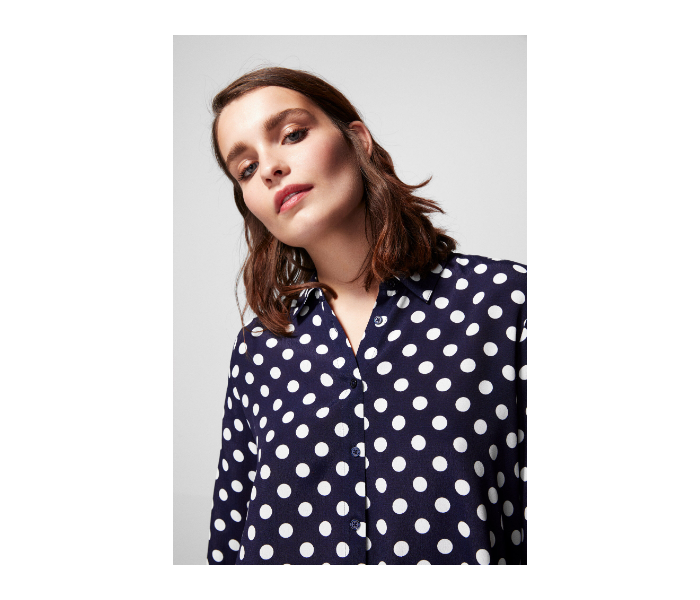 Springfield SS19 Long Sleeve Polka Dotted Blouse EU 34 For Women - Dark Blue - Zoom Image 2