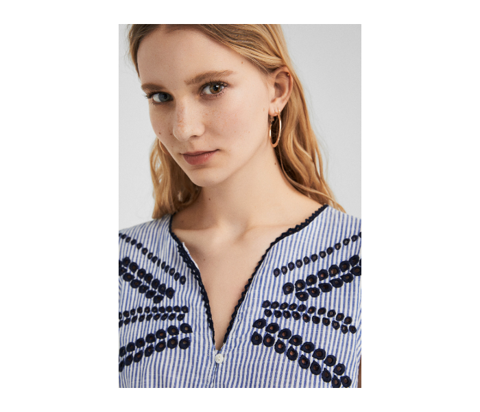 Springfield SS19 Design Short Sleeve Blouse EU 36 For Women - Light Indigo - Zoom Image 4