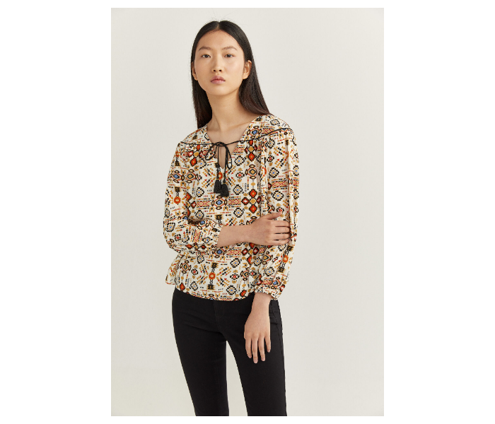 Springfield SS20 Geometric Print Blouse EU 34 For Women - Beige - Zoom Image 1