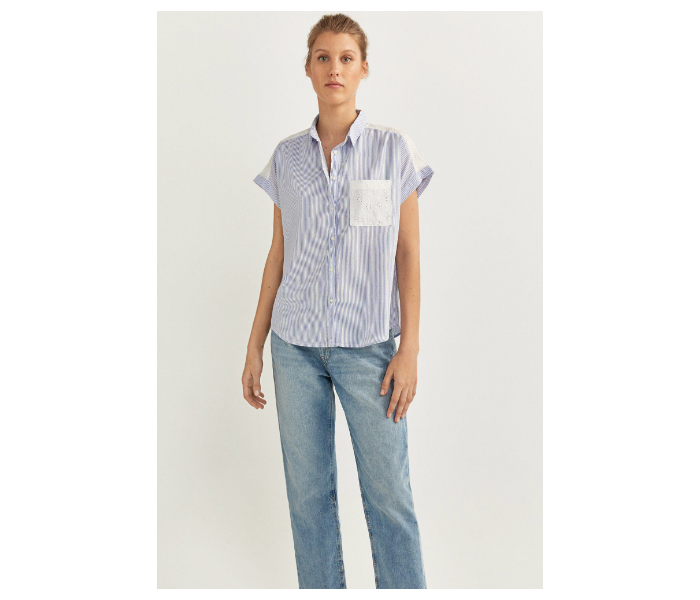 Springfield SS20 Stripe Short Sleeve Shirt EU 34 For Women - Blue and White - Zoom Image 1