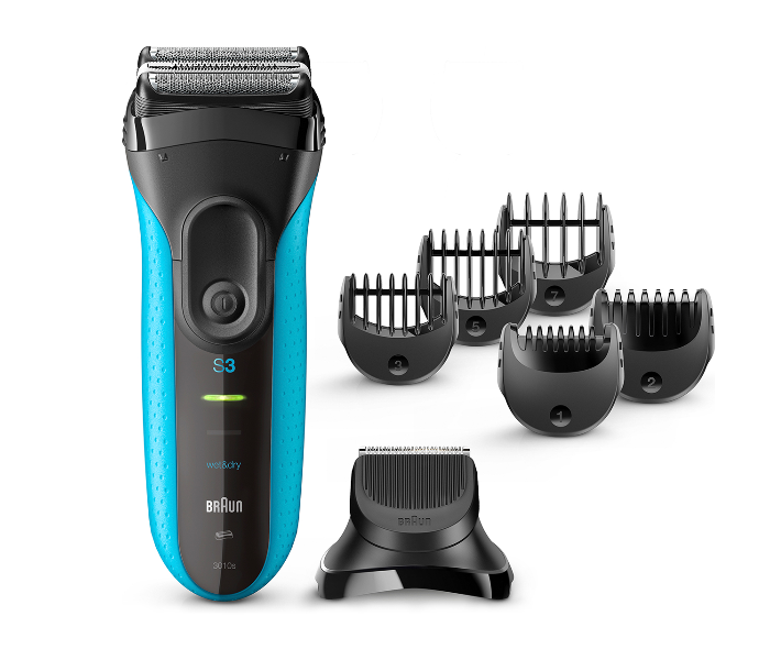 Braun 3000BT Wet and Dry Shaver with Trimmer Head - Blue - Zoom Image 1