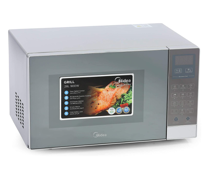 Midea EG928EYI 28Litre Grill Microwave Oven with Digital Controls and Mirror finish - Silver - Zoom Image 3