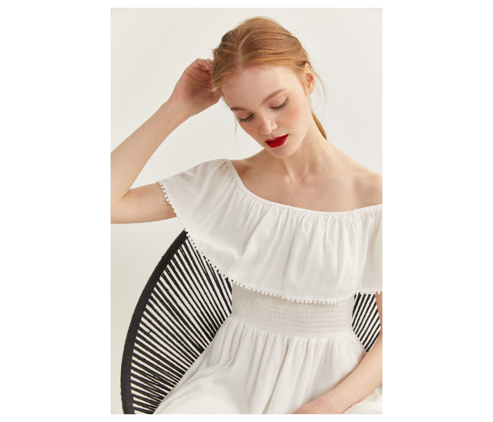 Springfield SS20 Off-Shoulder Knit Dress EU 40 For Women - White - Zoom Image 3