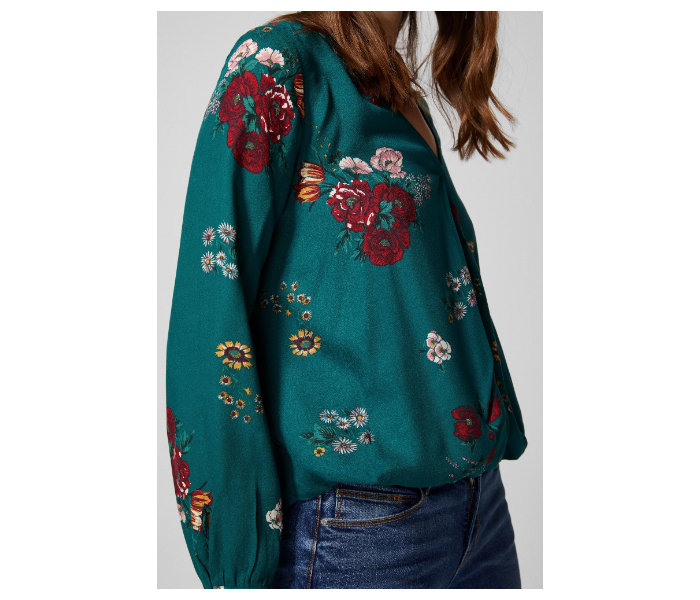 Springfield SS19 Long Sleeve Floral Blouse EU 36 For Women - Dark Green - Zoom Image 3