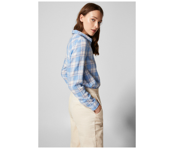 Springfield SS19 Long Sleeve Checked Blouse EU 42 For Women - Blue and White - Zoom Image 3