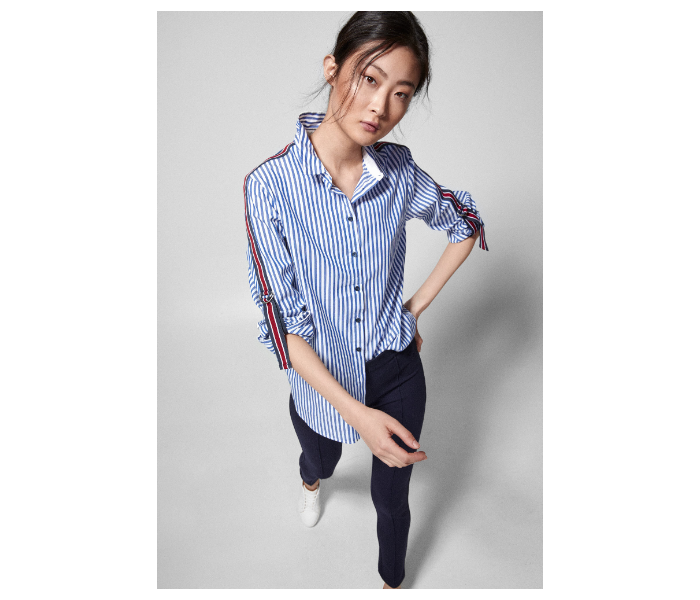 Springfield SS19 Long Sleeve Striped Blouse EU 38 For Women - White and Blue - Zoom Image 2