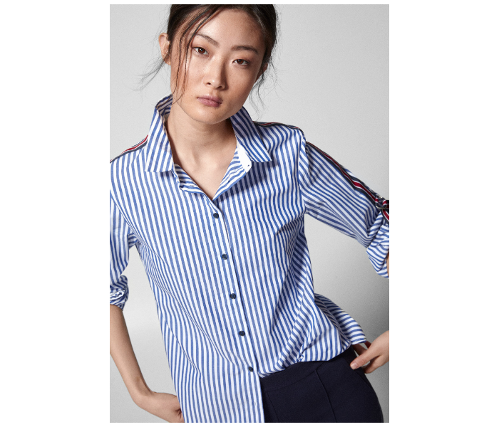 Springfield SS19 Long Sleeve Striped Blouse EU 40 For Women - White and Blue - Zoom Image 3