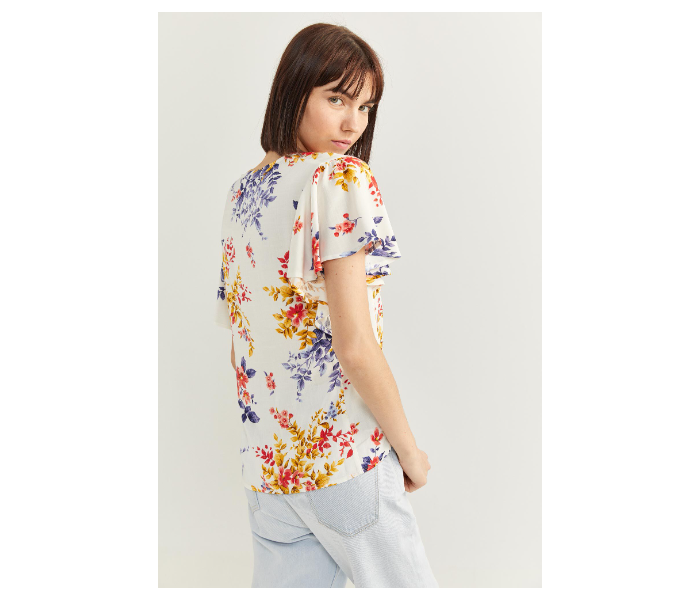 Springfield SS20 Floral Short Sleeve Blouse EU 36 For Women - Yellow and White - Zoom Image 3