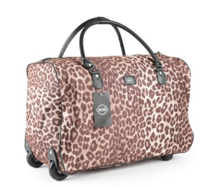 Okko 4 in 1  Cheetah Print Trolley Bag – Light Brown - Zoom Image 2