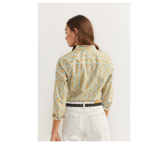 Springfield SS20 Long Sleeve Floral Blouse With Button Closure EU 34 For Women - Yellow and Green - Zoom Image 3