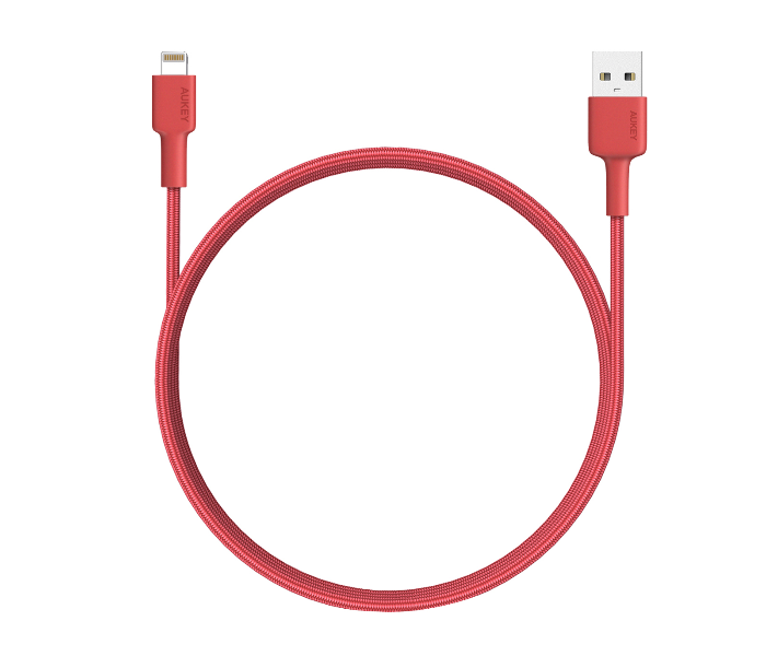 Aukey BAL3R 1.2m MFi Lightning 8 pin Sync and Charging Cable Braided Cable - Red - Zoom Image 1