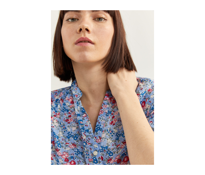 Springfield SS20 Long Sleeve Floral Blouse With Button Closure EU 42 For Women - Blue - Zoom Image 2