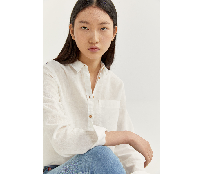 Springfield SS20 Long Sleeve Plain Shirt EU 34 For Women - Light Cream - Zoom Image 1