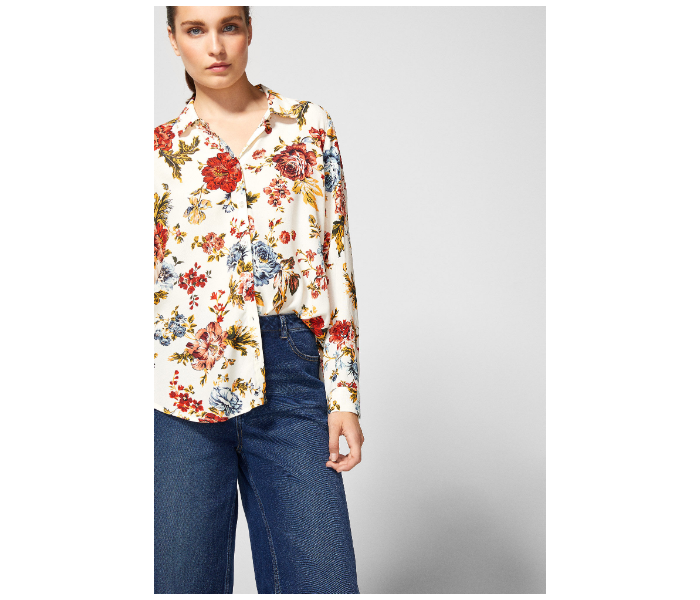 Springfield AW18 Long Sleeve Floral Blouse EU 38 For Women - Beige - Zoom Image 1