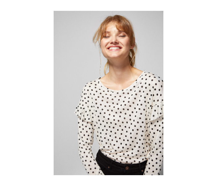 Springfield AW18 Dotted Long Sleeve T-Shirt X-Large For Women - White and Black - Zoom Image 2