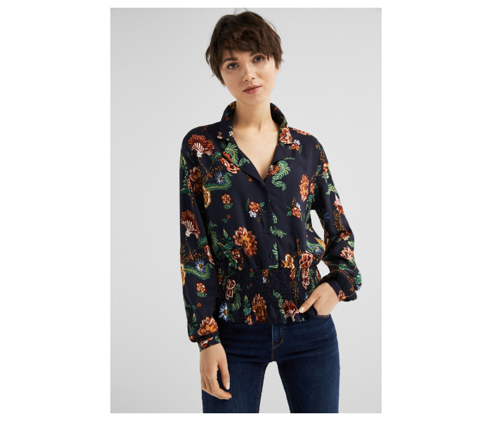 Springfield SS19 Long Sleeve Floral Blouse EU 42 For Women - Black and Green - Zoom Image 1