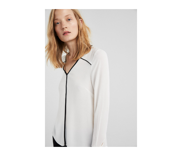 Springfield SS19 Long Sleeve Plain Blouse EU 36 For Women - White and Black - Zoom Image 4