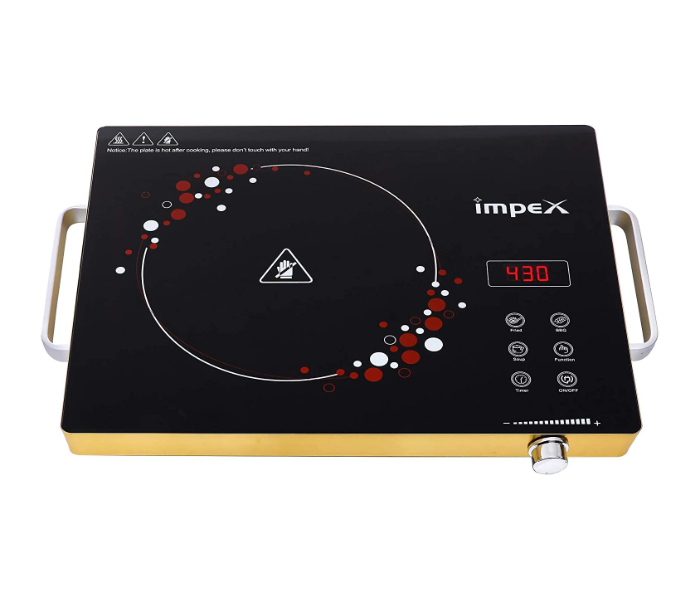 Impex IR-2703 2000 W Infrared Induction Cooktop With 8 Temperature Levels and 4 Digital LED Display - Black and Gold - Zoom Image 1