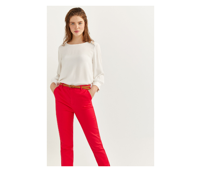 Springfield SS20 Long Sleeve Plain Gold Button Blouse EU 36 For Women - White - Zoom Image 1