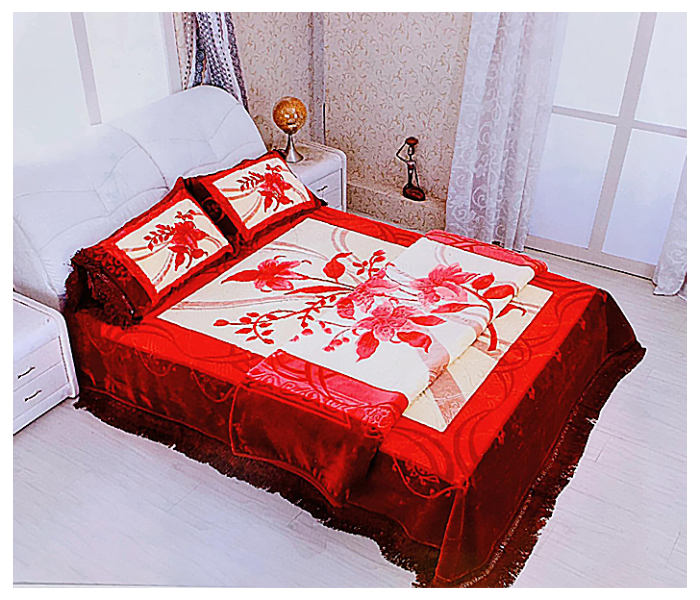 Tiger Four Season Double Bedsheet 4 Pcs Set - Red - Zoom Image